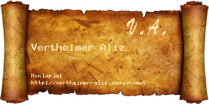 Vertheimer Aliz névjegykártya